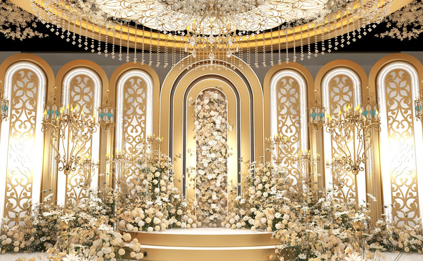 椒江香槟色调婚礼堂效果展示